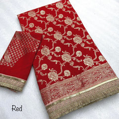 Beautiful Viscose Weaving Zari With Flower Design Saree