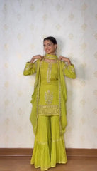 Beautiful Designer Georgette Sequence & Thread Sharara