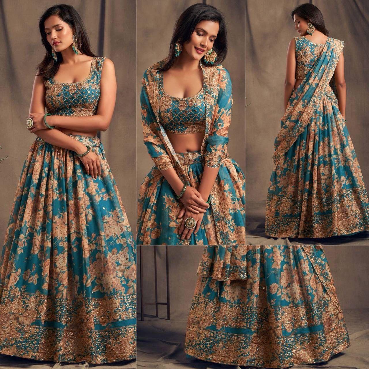 Party-wear Soft Organza With Digital Printed Lehenga Choli