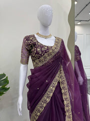 Beautiful Designer Heavy Organza Silk Saree