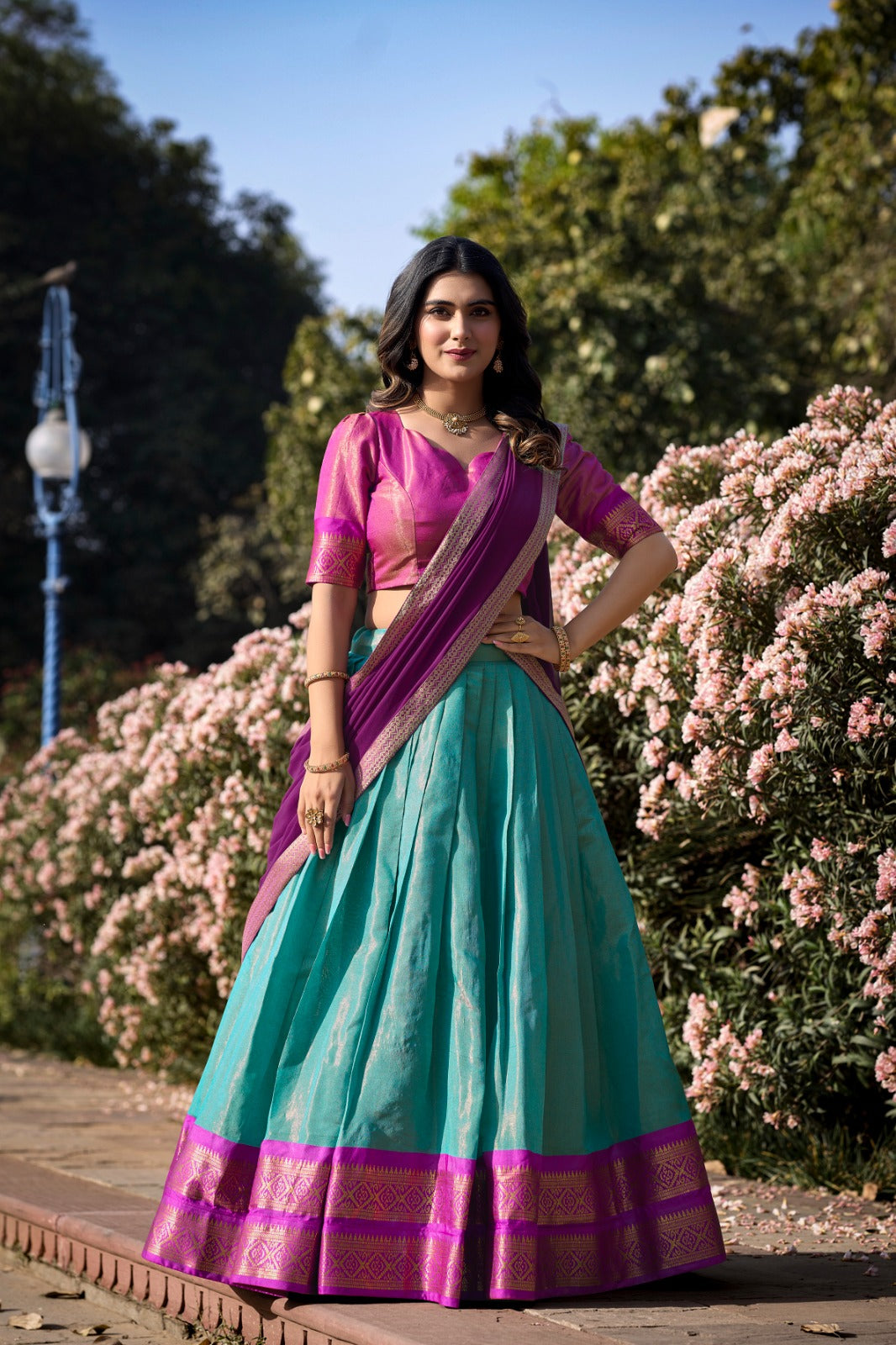 South-Style Kanchipuram Attire Silk Crafted With Love Lehenga