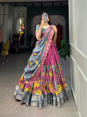 Beautiful Traditional  Kalamkari Dola Silk Charming Lehenga Choli