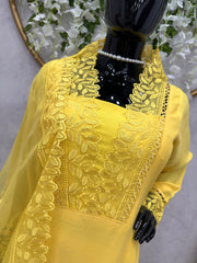 Shining Maslin Yellow Colour Dress