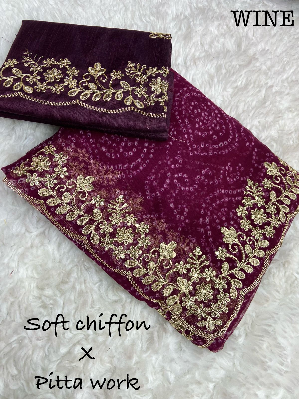 Beautiful Soft Lightweight Chiffon X Patta Work Saree