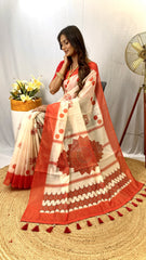 Durga Pooja Special Pure Chanderi Digital Printed Saree