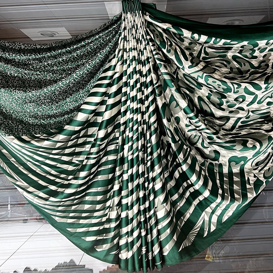 Beautiful Printed Satin Crepe Saree