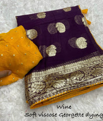 Beautiful Soft Viscose Weaving Georgette work Saree