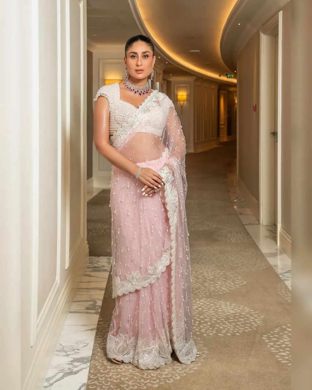 Bollywood Designer Kareena Kapoor Pearl Work Saree