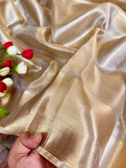 Beautiful Banarsi Handloom Golden Tissue Zari Silk Saree