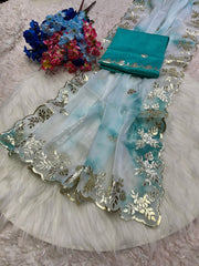 Beautiful Soft Satin Jimmy choo Shibori Designer Saree