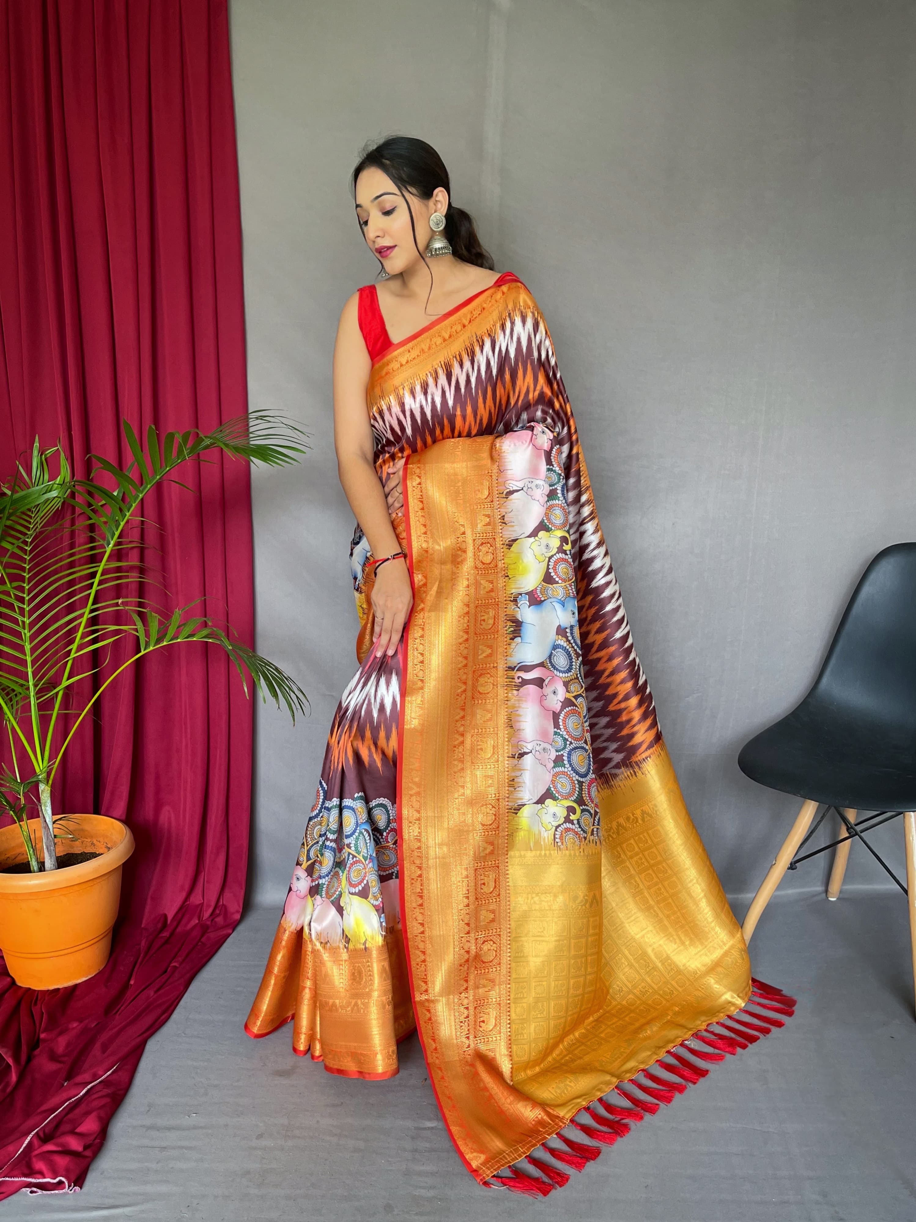 Pure Kanchipuram Printed Work Saree