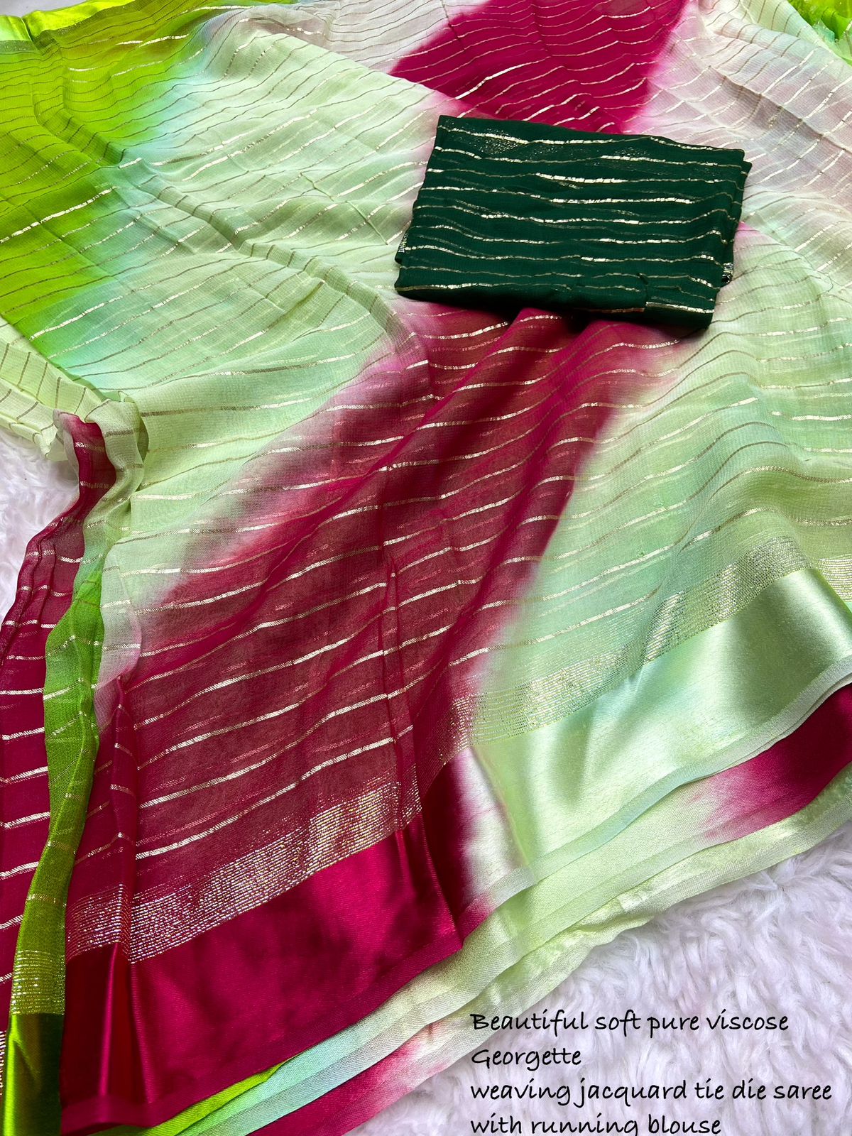 Beautiful Multi Colour Georgette Work Saree