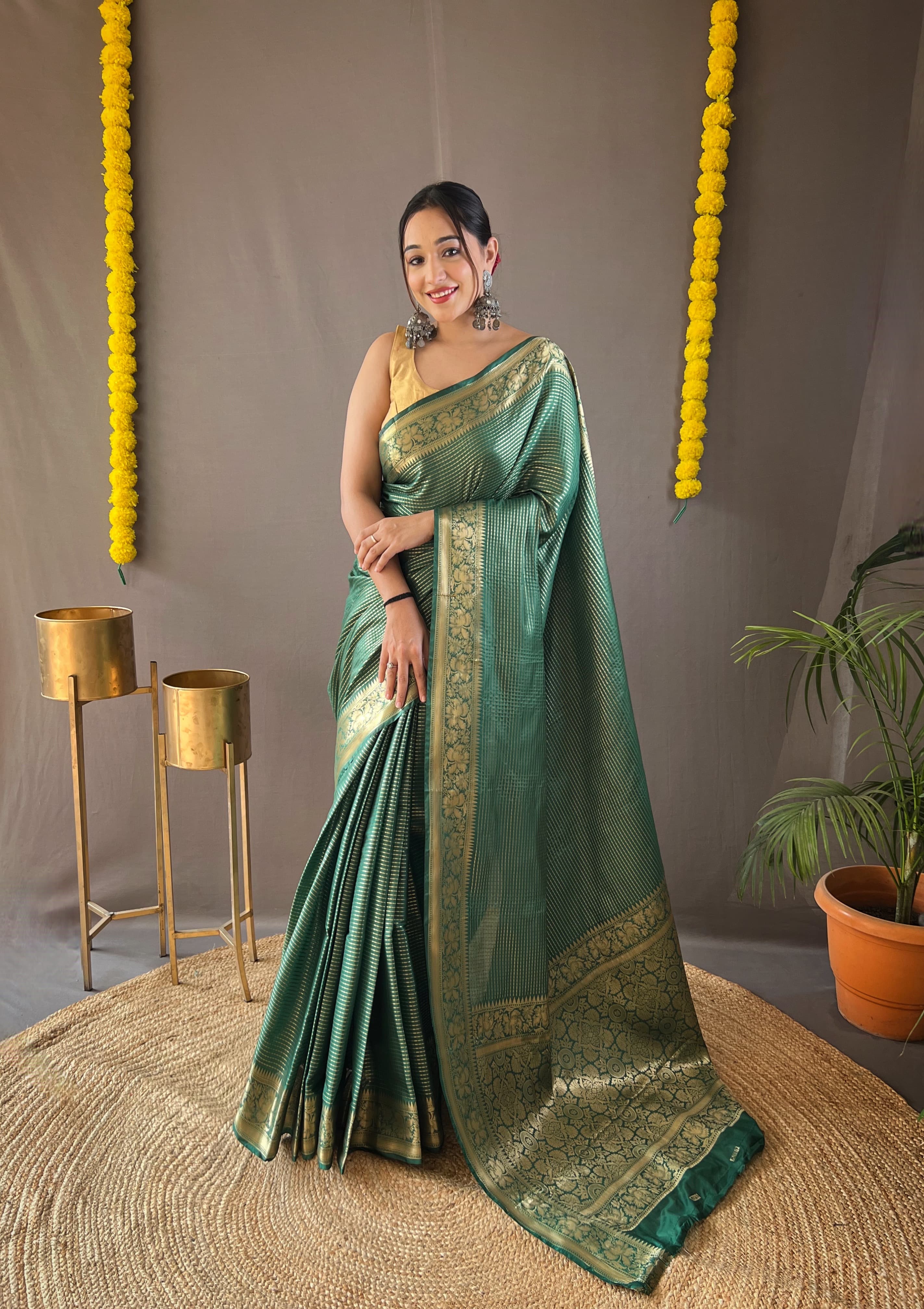 Soft Copper Weaving Work Saree