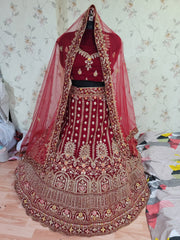 Beautiful Maroon Embroidery Diamond Work Lehenga Choli