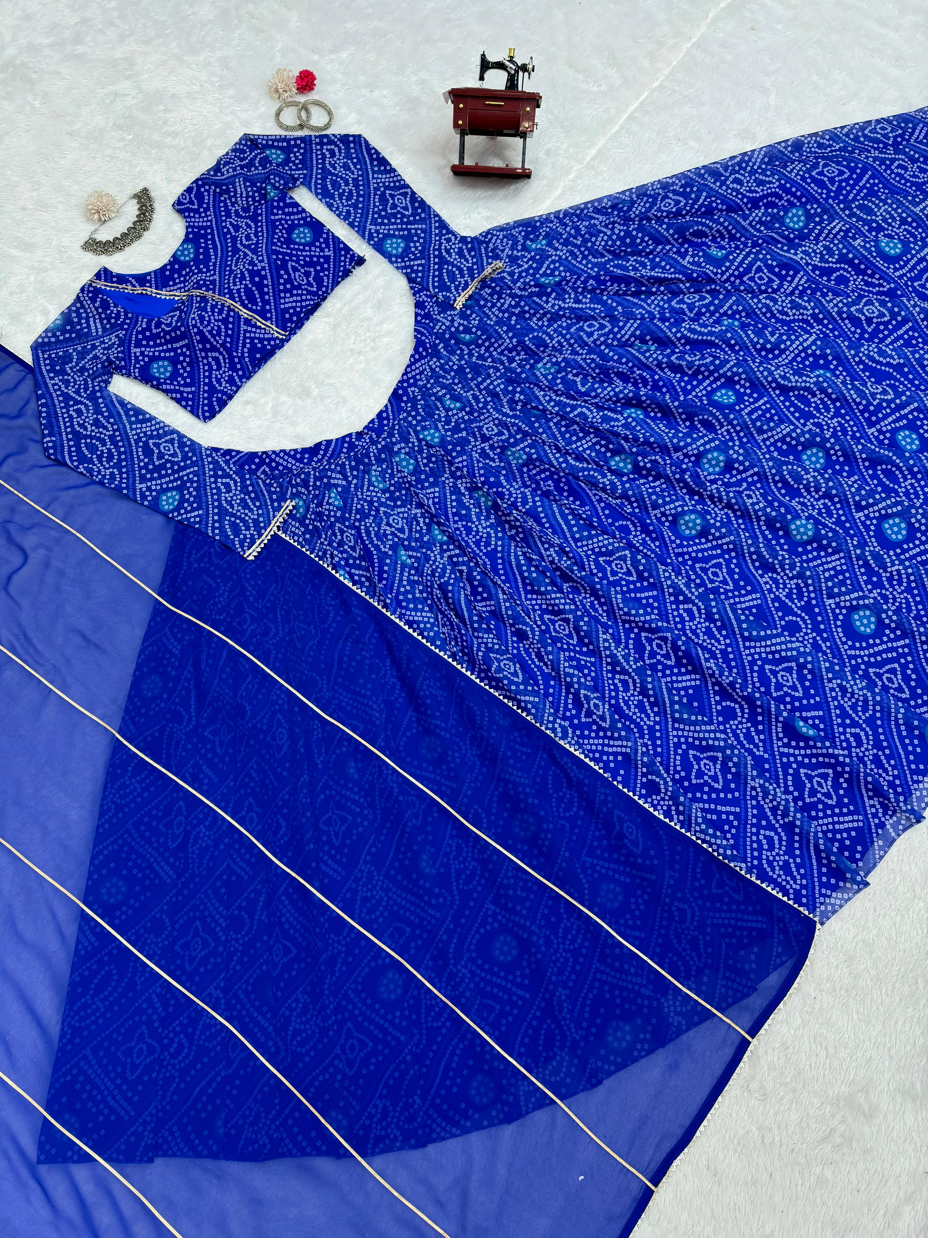 Beautiful Blue Georgette Digital Printed Lehenga Choli