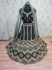 Designer Diamond Cut Work Velvet Lehenga Choli