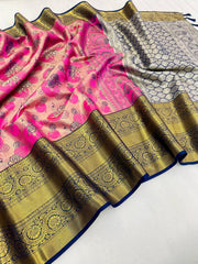 Pure Gold Zari Heavy Banarsi Handloom Kanjivaram Pattu Silk Saree