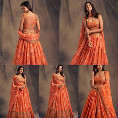 Party-wear Soft Organza With Digital Printed Lehenga Choli