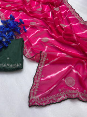 Pretty PInk Georgette Lehriya Saree