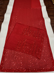 Stunning Red Sequence Embroidery Work Saree