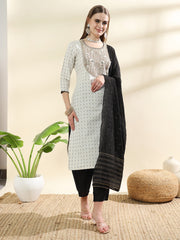 Premium Beautiful Cotton Kurti Having Weaved Butti With Pant