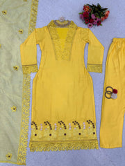 Shining Maslin Yellow Colour Dress