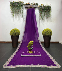 Partywear Purple Beautiful Designer Saree