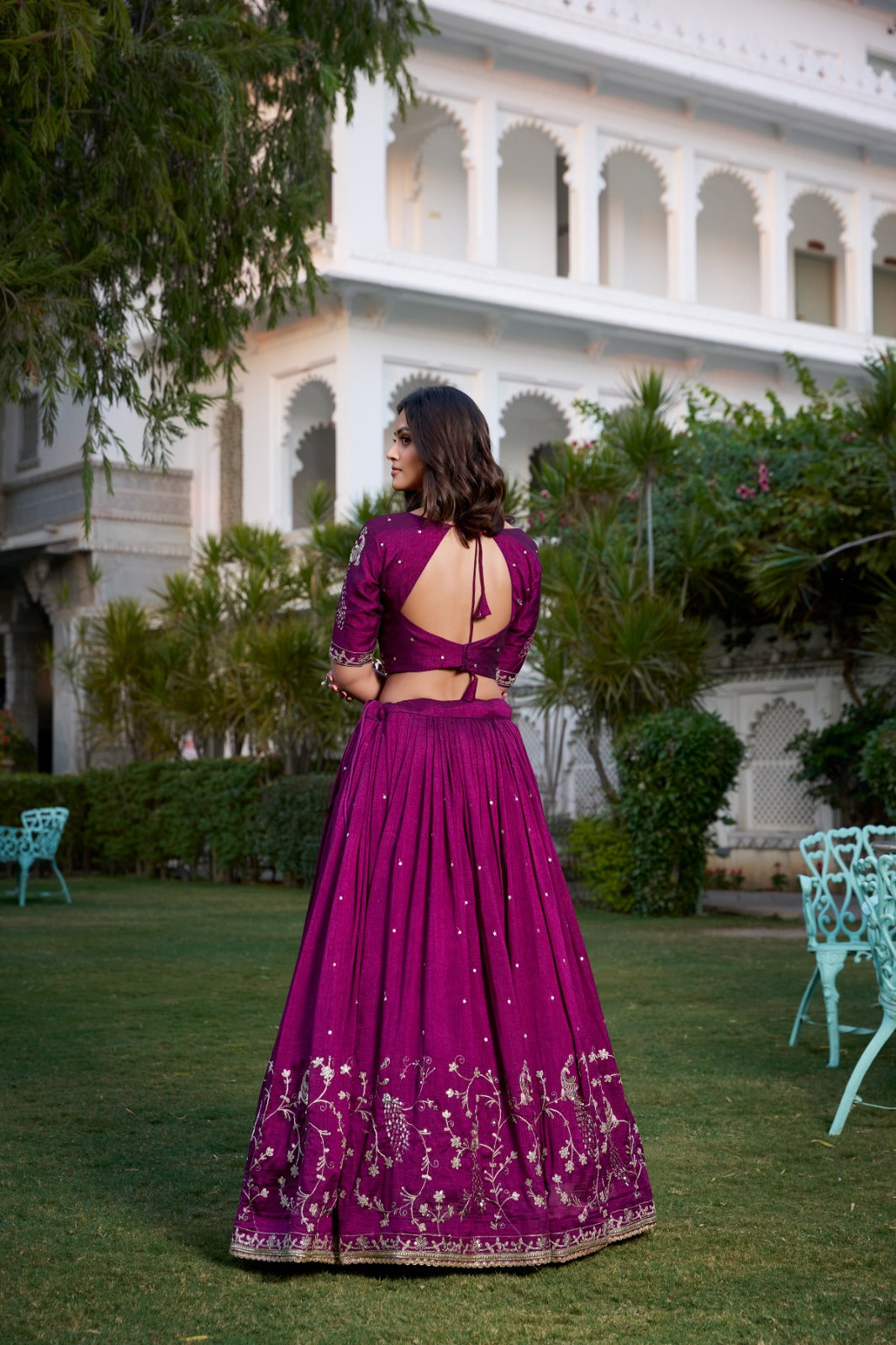 Beautiful Simple Yet Stunning Wine Colour Vichitra Silk Lehenga Choli