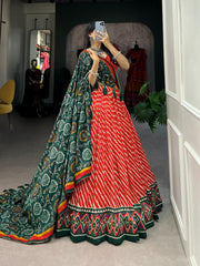 Beautiful Bandhej Print With Gotta Patti Lace Border Lehenga Choli