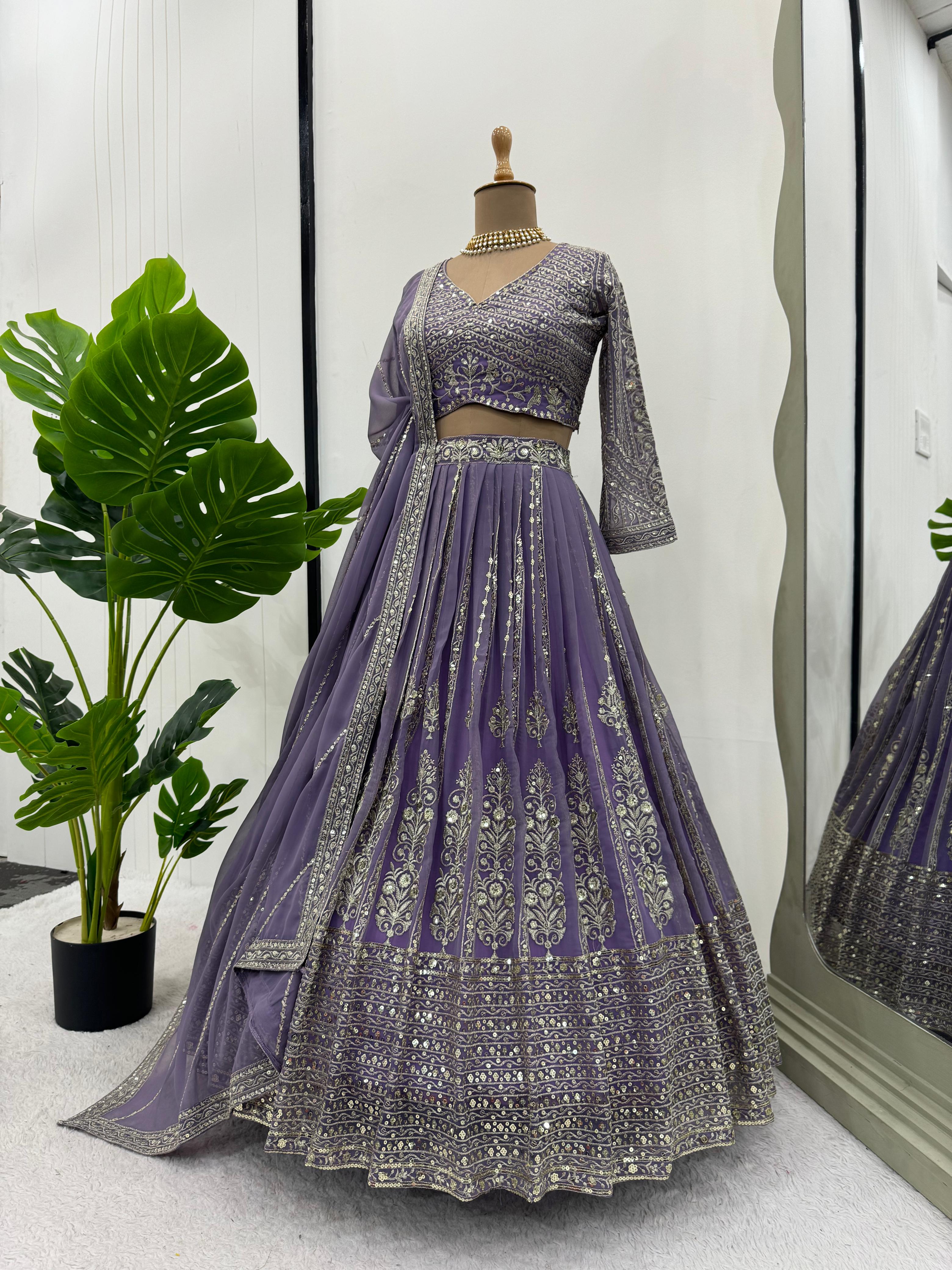 Partywear Georgette Sequence & Thread Work Lehenga Choli