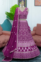 Purple Fancy Designer Georgette Lehenga Choli