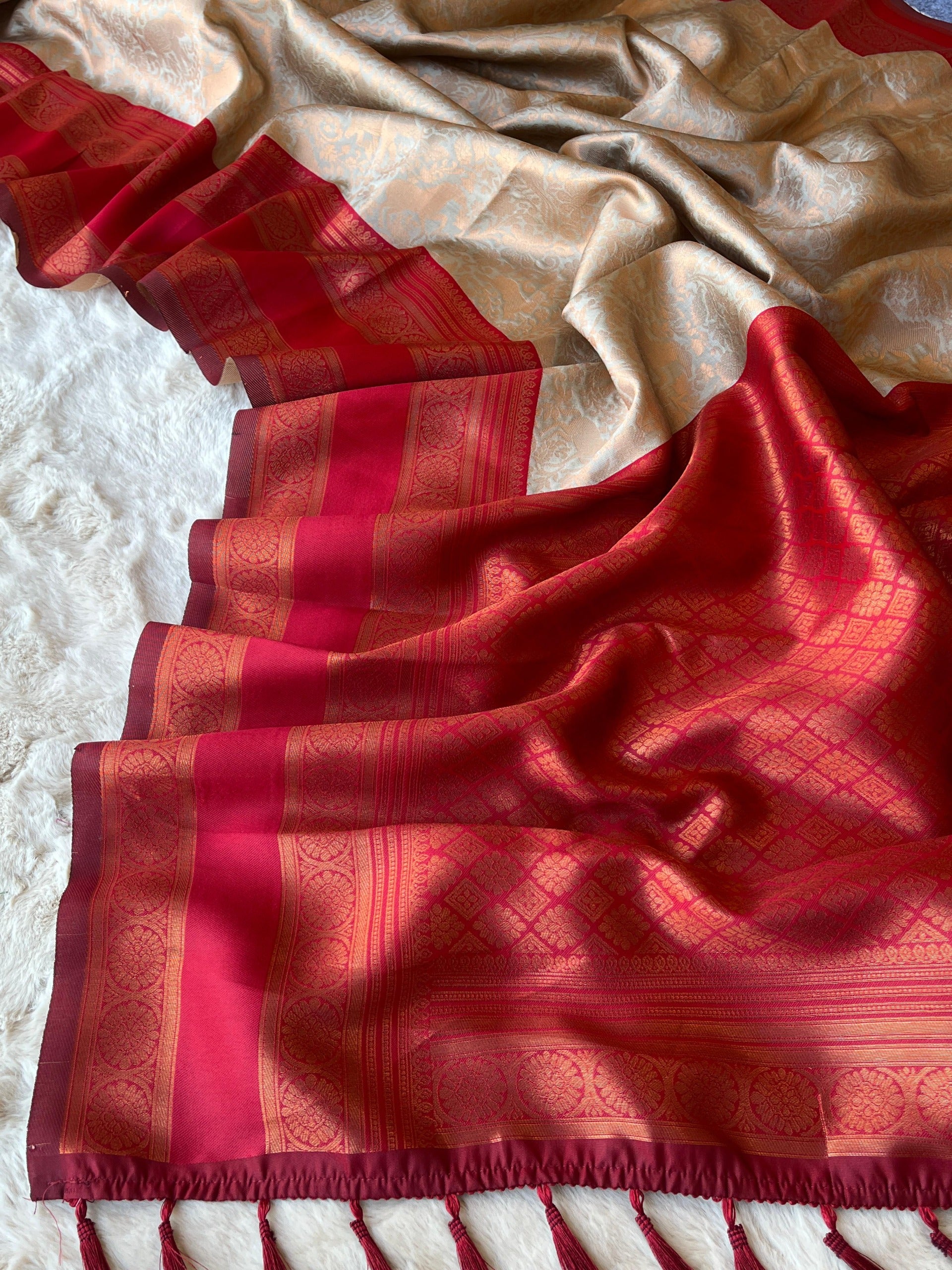 Beautiful Banarsi Silk With Heavy Satin Feel Saree