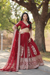 Trending Maroon Colour Embroidery Sequence Work Lehenga Choli