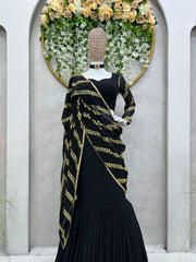 Blockbuster Black Party-wear  Ready To Wear Lehenga Saree