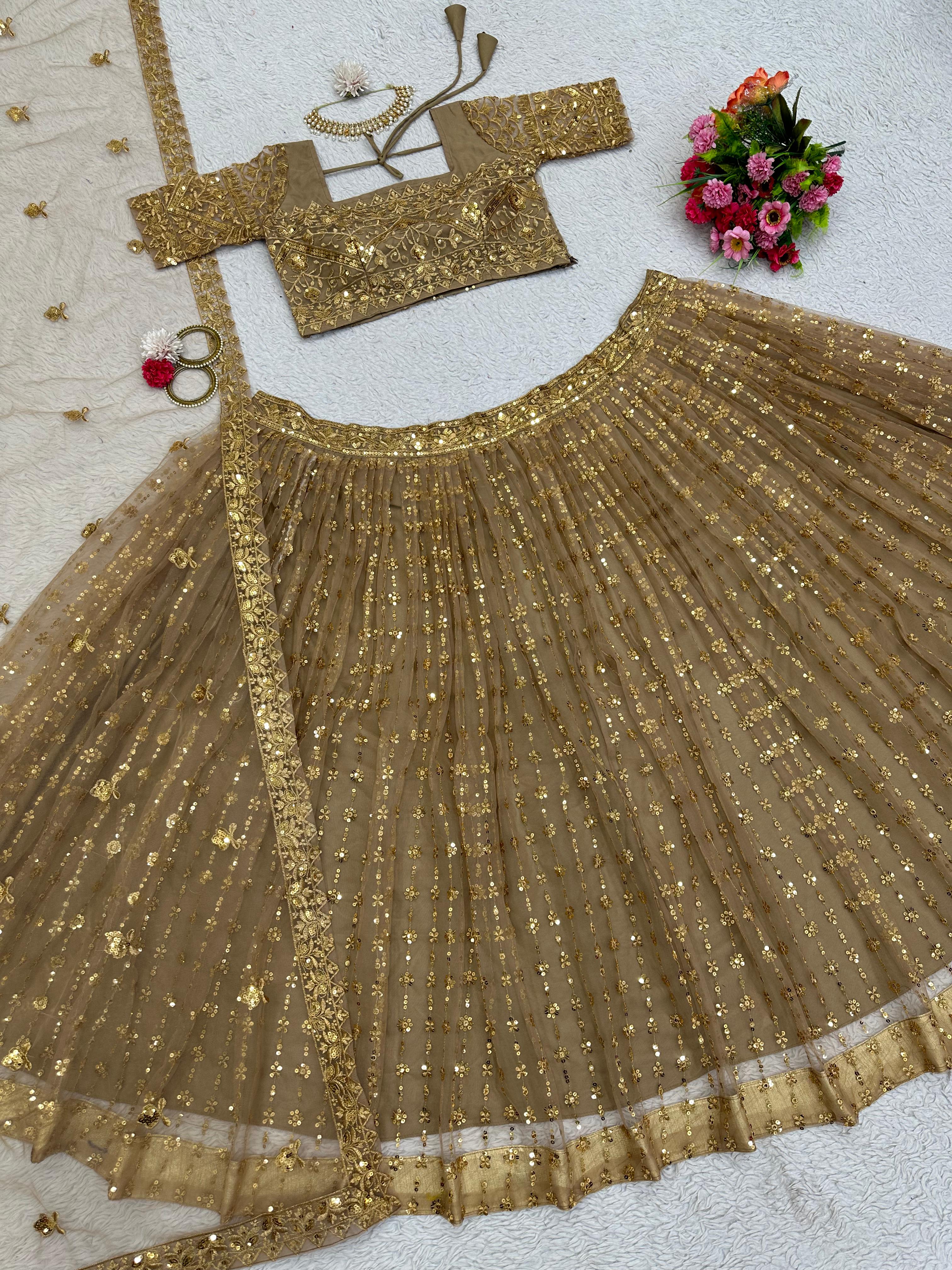 Partywear Butterfly Thread With Sequence Work Lehenga Choli