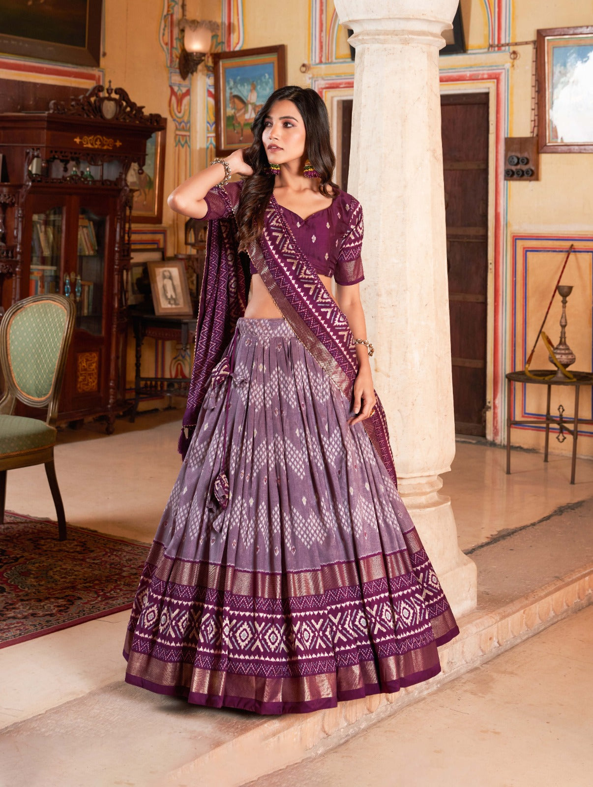 Trendy Tussar Silk Printed Work Lehenga Choli