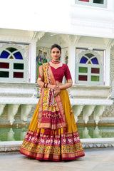 Festive Special Perfectly Blended Tussar Silk Patola Printed Lehenga Choli