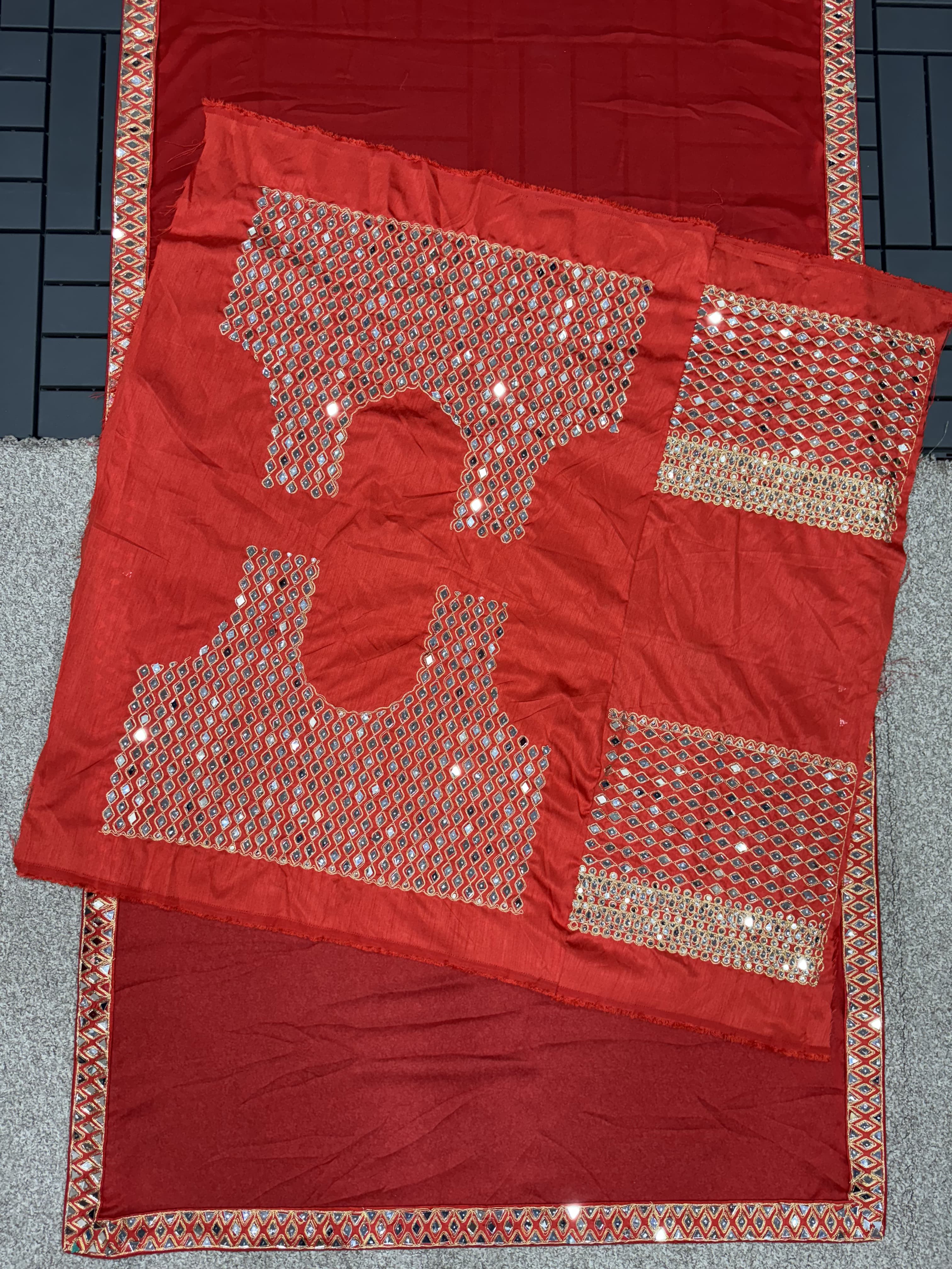 Hot Red Rangoli Silk Bollywood Designer Saree