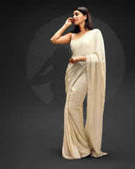 Adorable Moon White Bollywood Style Designer Saree.