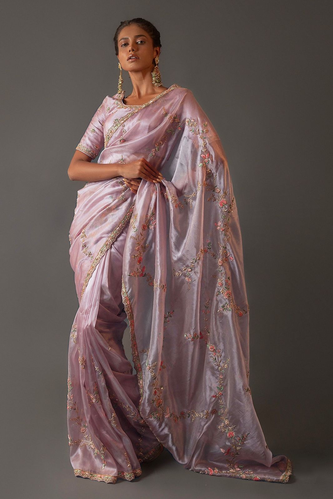 Attractive Pure Soft jimmy Cho work saree