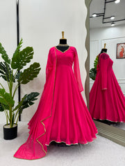 Pink Elegant Beautiful Designer Georgette Gown