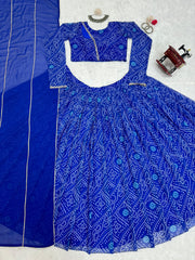 Beautiful Blue Georgette Digital Printed Lehenga Choli