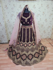 Designer Diamond Cut Work Velvet Lehenga Choli