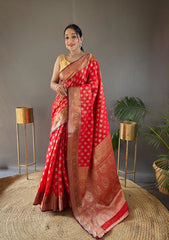 Women's Soft Rosy Silk Beautiful Border Saree With Rich pallu