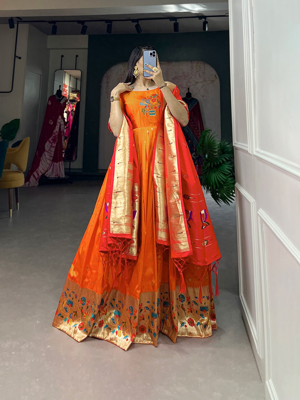 Beautiful Georgette Patithani Silk Gown