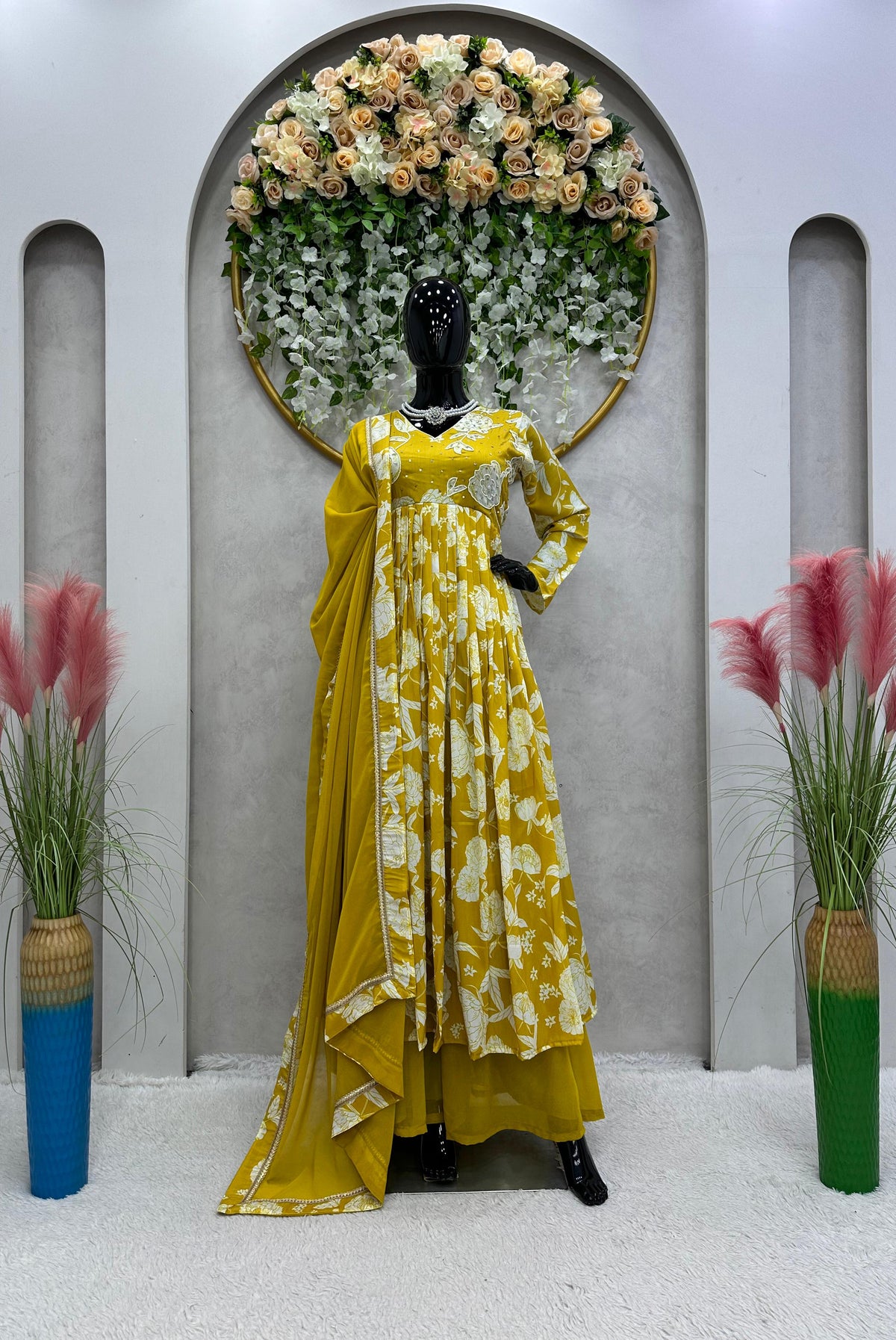 Beautiful Designer Yellow Muslin Cotton Dress