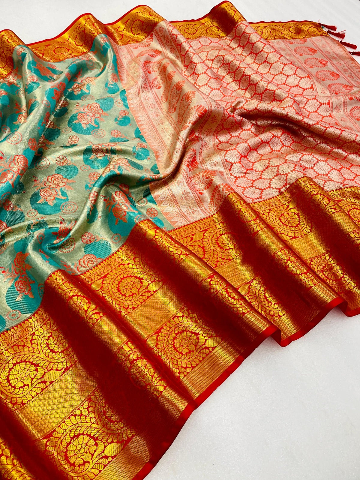 Pure Gold Zari Heavy Banarsi Handloom Kanjivaram Pattu Silk Saree