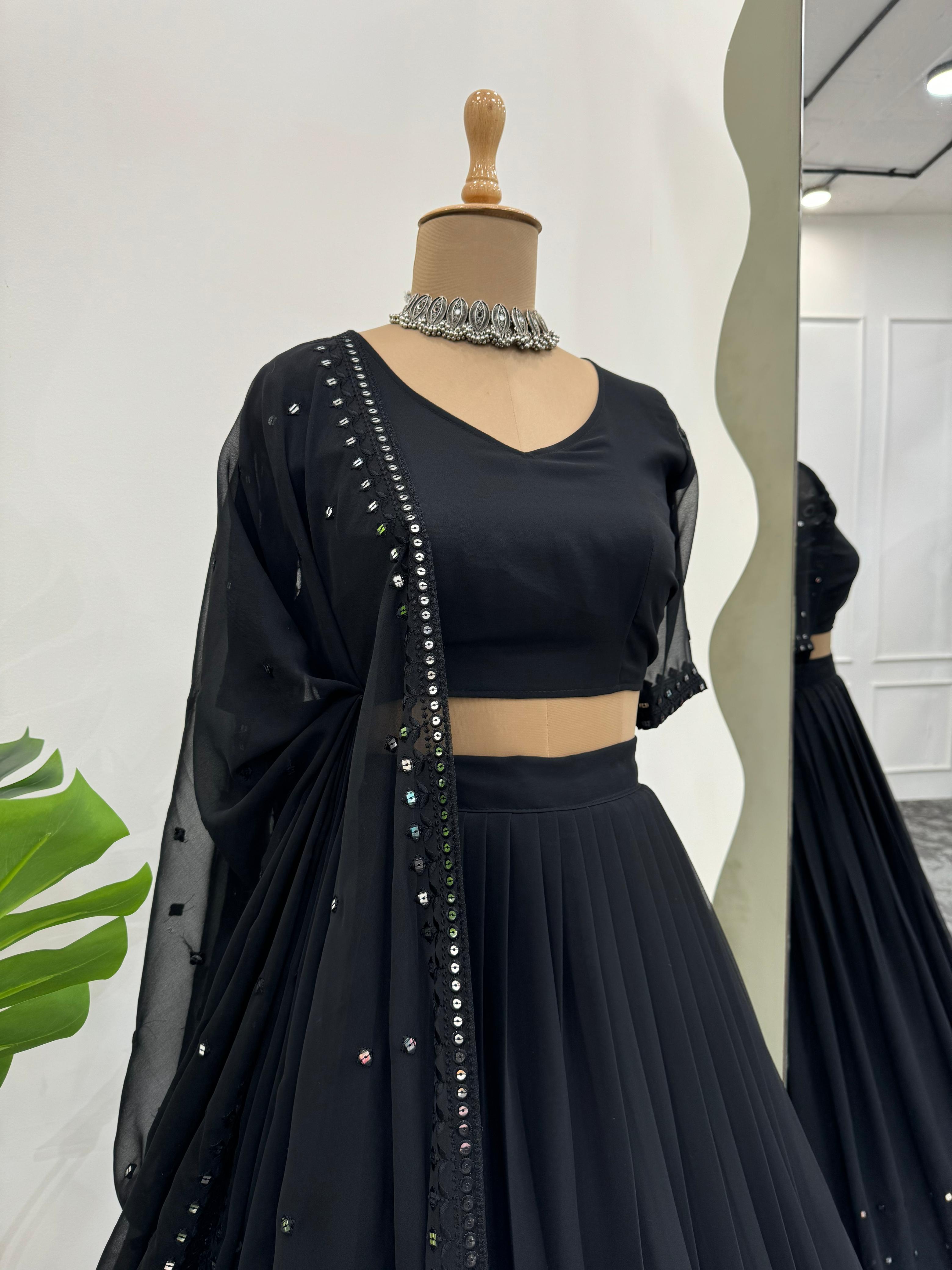 Blockbuster Black Beautiful Georgette Lehenga Choli