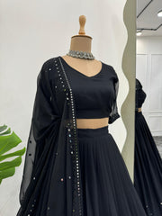 Blockbuster Black Beautiful Georgette Lehenga Choli