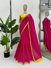 Pinkish Beautiful Mul Cotton Designer Saree